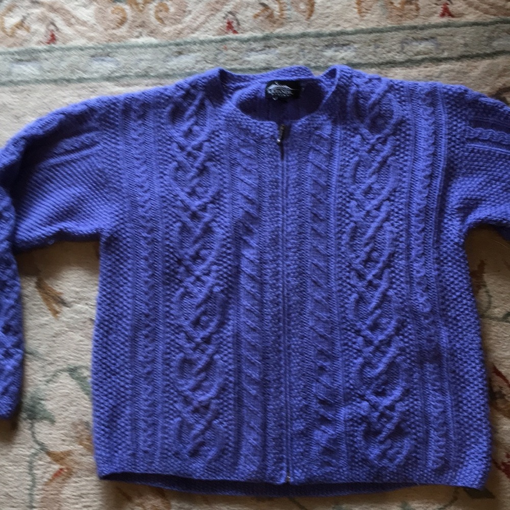 Angora silk purple zipper sweater L